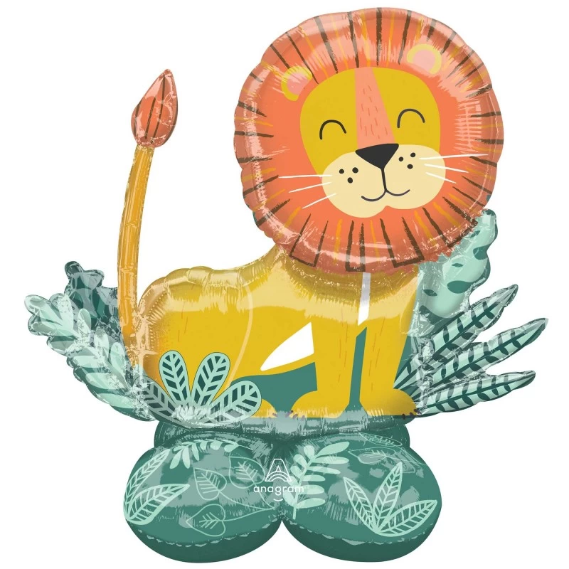 109cm Air Fill Airloonz Lion Balloon | Jungle Animals Party Supplies | Who  Wants 2 Party
