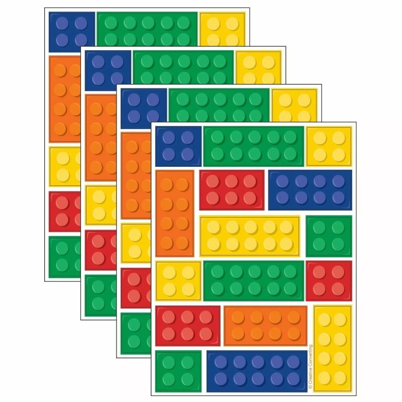Block Party Stickers (Set of 64) | Lego Party Supplies