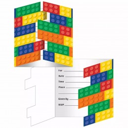 Block Party Invitations (Pack of 8) | Lego Party Supplies
