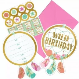 Boho Birthday Girl Invitations (Set of 8) | Boho Birthday Party Supplies
