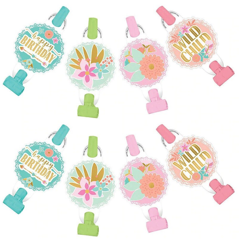 Boho Birthday Girl Blowouts (Pack of 8) | Boho Birthday Party Supplies