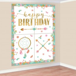 Boho Birthday Girl Scene Setter with Photo Booth Props | Boho Birthday Party Supplies