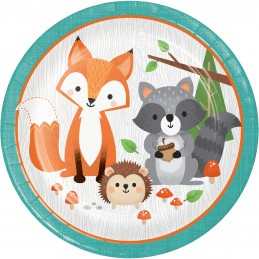 Woodland Animals Large Plates (Pack of 8) | Woodland Animals Party Supplies