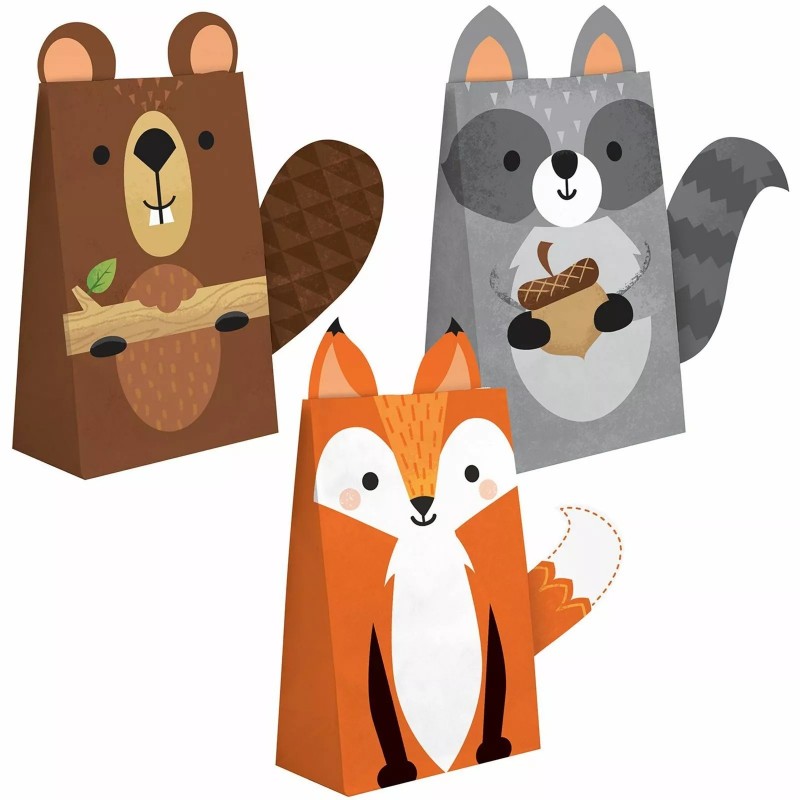 Woodland Animals Paper Treat Bags (Pack of 8) | Woodland Animals Party Supplies