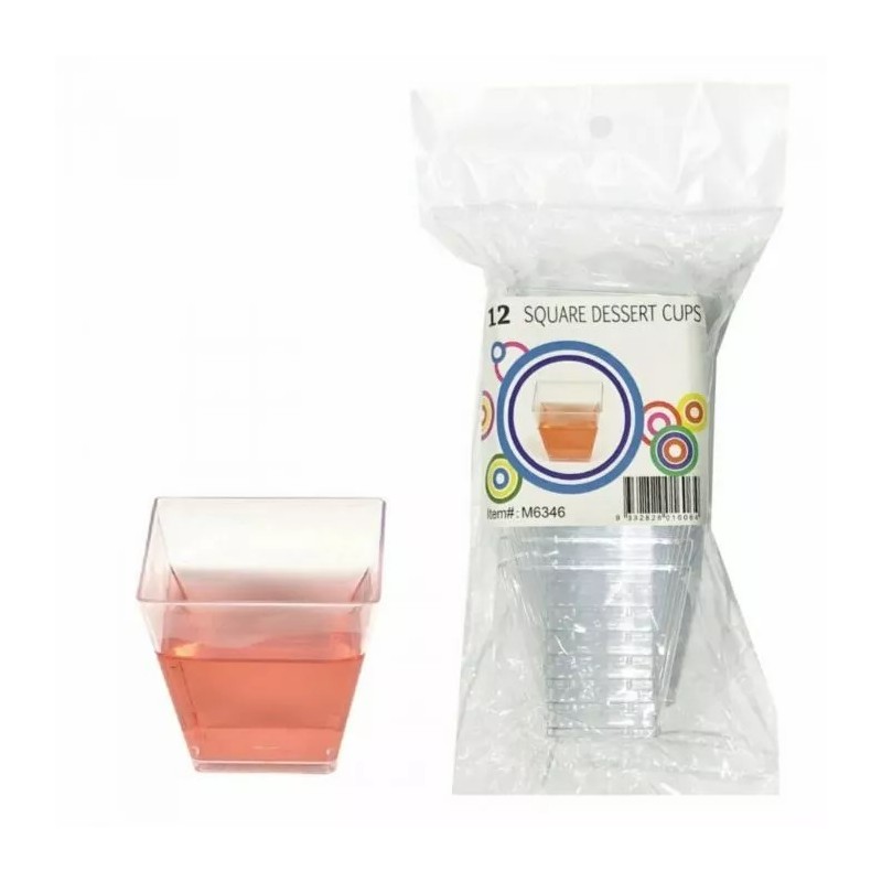 Clear Mini Plastic Square Dessert Cups (Pack of 12)