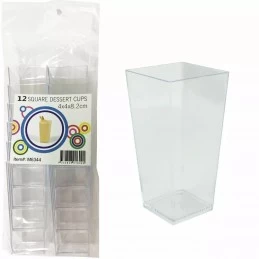 Clear Mini Plastic Square Dessert Cups 8.2cm (Pack of 12)