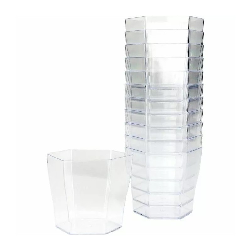 Clear Mini Plastic Hexagon Dessert Cups (Pack of 12)