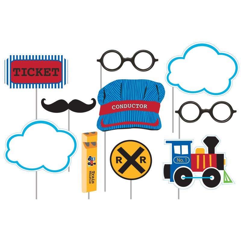 All Aboard Train Photo Booth Props (Set of 10) All Aboard Train Photo Booth Props (Set of 10)