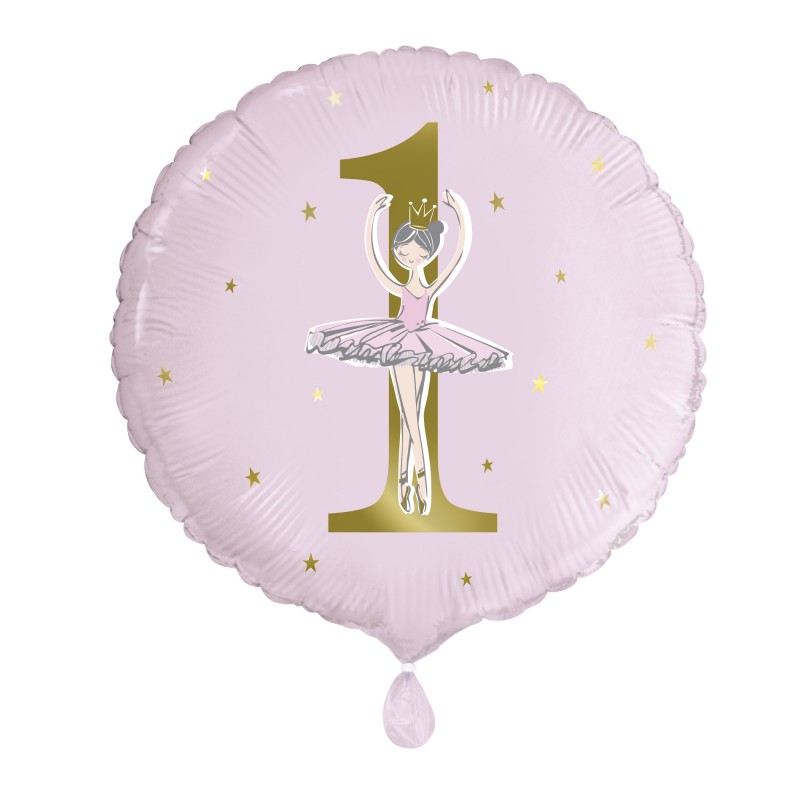 Ballerina Pink & Gold 1st Birthday Balloon