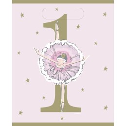 Ballerina Pink & Gold First Birthday Party Bags (Pack of 8)