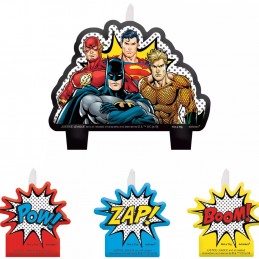 Justice League Birthday Candles (Set of 4) | Justice League Party Supplies