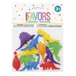 Assorted Neon Plastic Dinosaur Toys (Pack of 12)