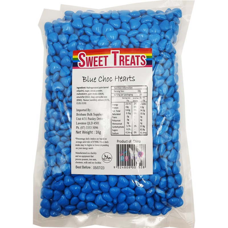Blue Chocolate Hearts (1kg)