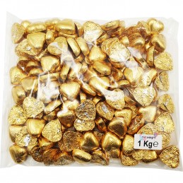 Gold 1kg Foiled Chocolate Hearts