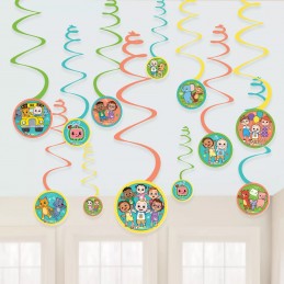 CoComelon Swirl Decorations (Set of 12) |Cocomelon Party Supplies