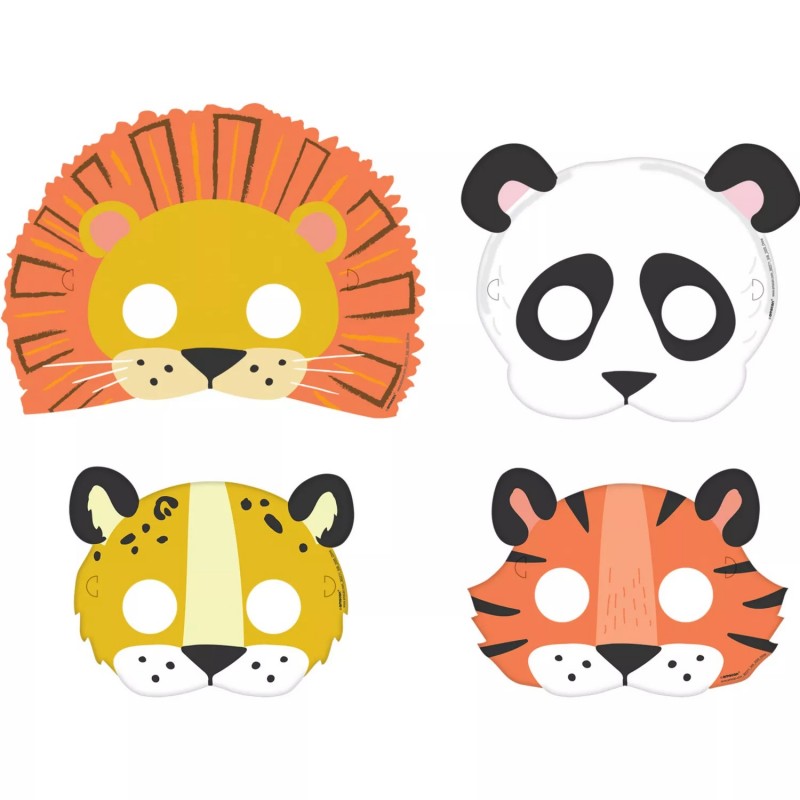 Get Wild Jungle Animal Masks (Pack of 8) | Jungle Animals Party Supplies |  Who Wants 2 Party