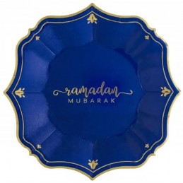 Ramadan Mubarak Navy Dessert Paper Plates (Pack of 8)