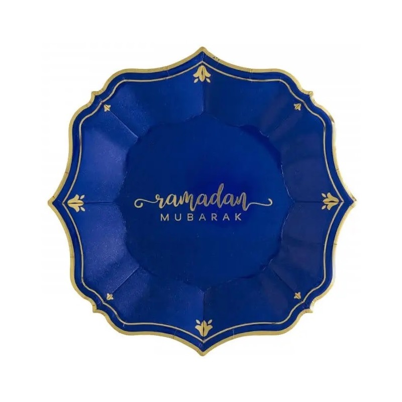 Ramadan Mubarak Navy Dessert Paper Plates (Pack of 8)