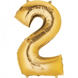 86cm Gold Number Balloon (2) - Inflated