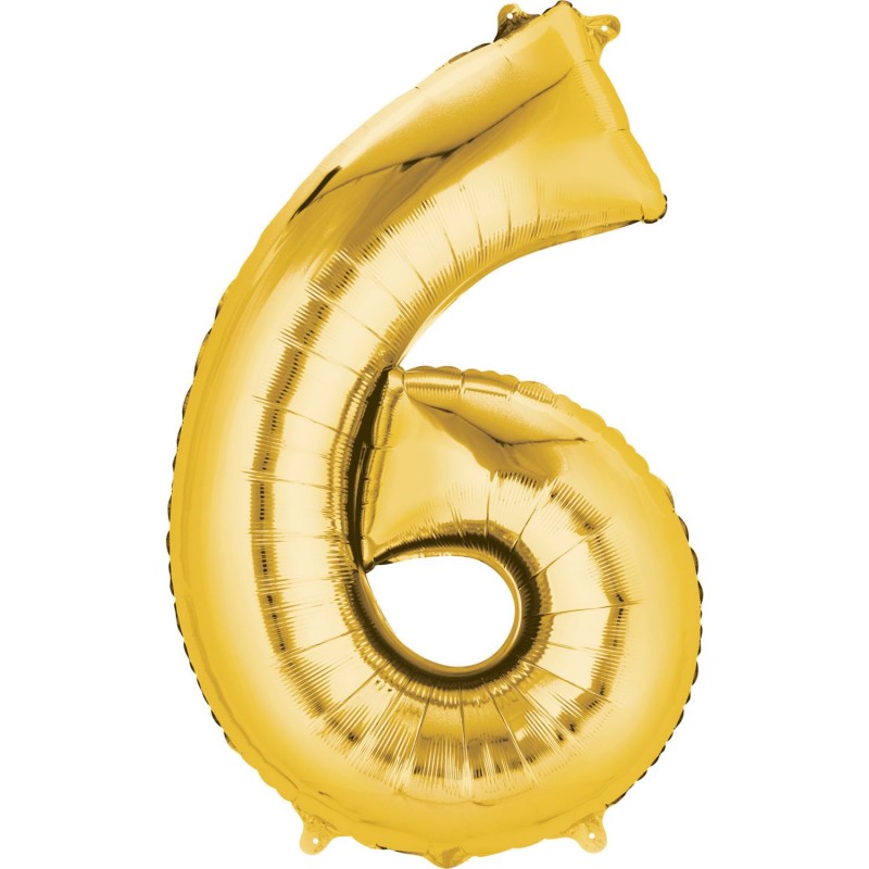 86cm Gold Number Balloon (6) - Inflated