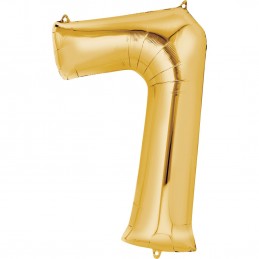 86cm Gold Number Balloon (7) - Inflated