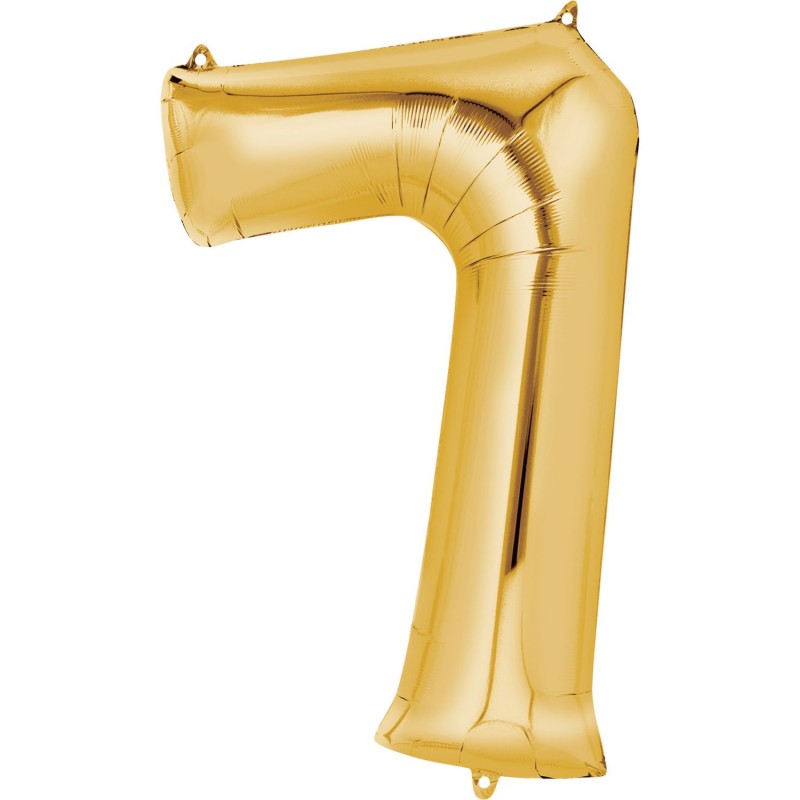 86cm Gold Number Balloon (7) - Inflated