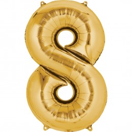 86cm Gold Number Balloon (8) - Inflated