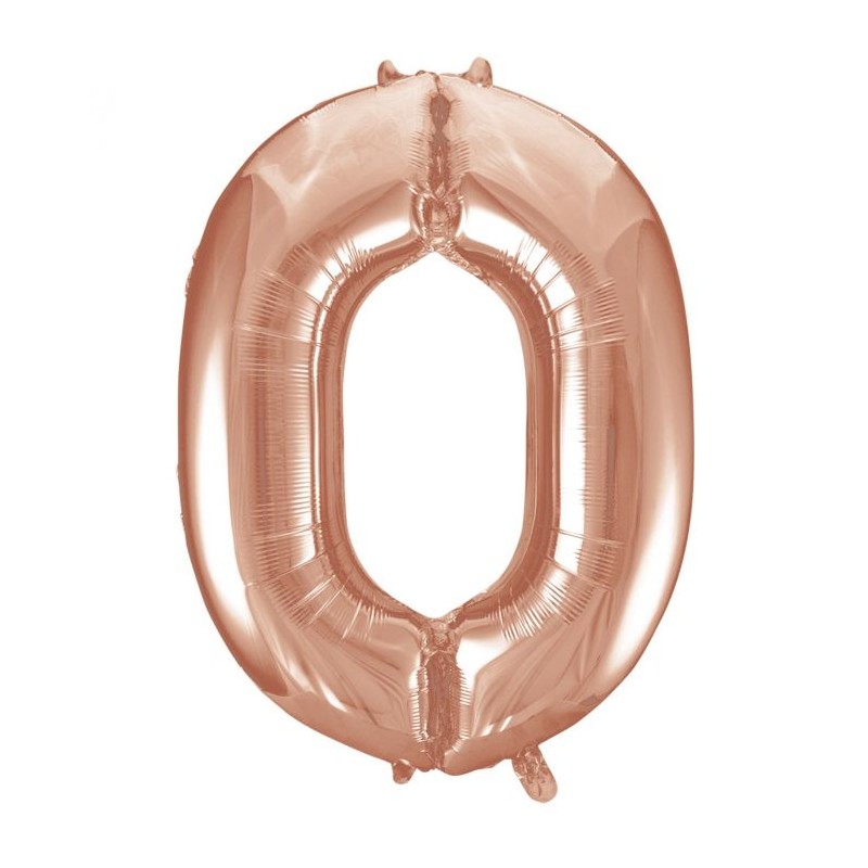 86cm Rose Gold Number Balloon (0) - Inflated