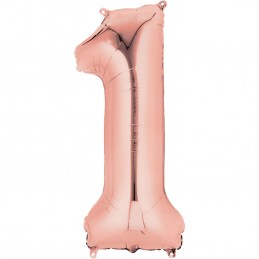 86cm Rose Gold Number Balloon (1) - Inflated