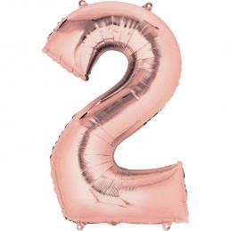 86cm Rose Gold Number Balloon (2) - Inflated