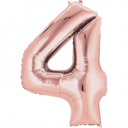86cm Rose Gold Number Balloon (4) - Inflated