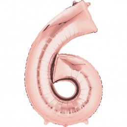 86cm Rose Gold Number Balloon (6) - Inflated