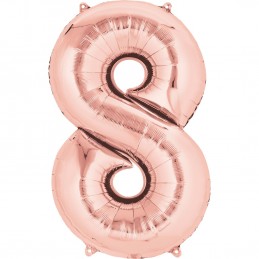 86cm Rose Gold Number Balloon (8) - Inflated