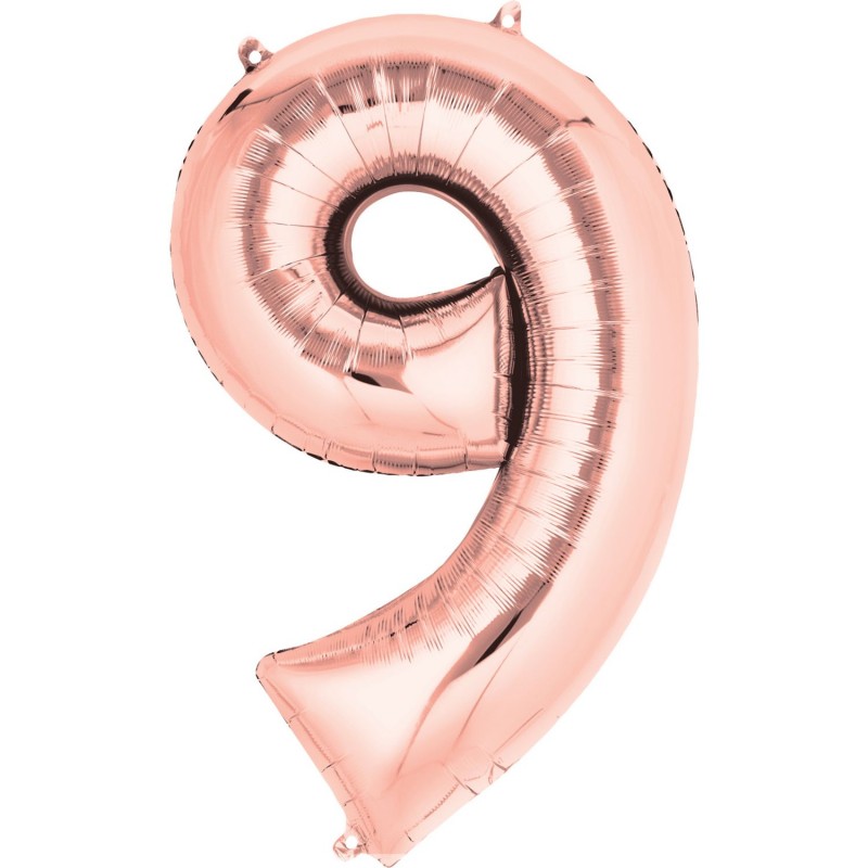 86cm Rose Gold Number Balloon (9) - Inflated