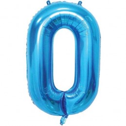 86cm Blue Number Balloon (0) - Inflated