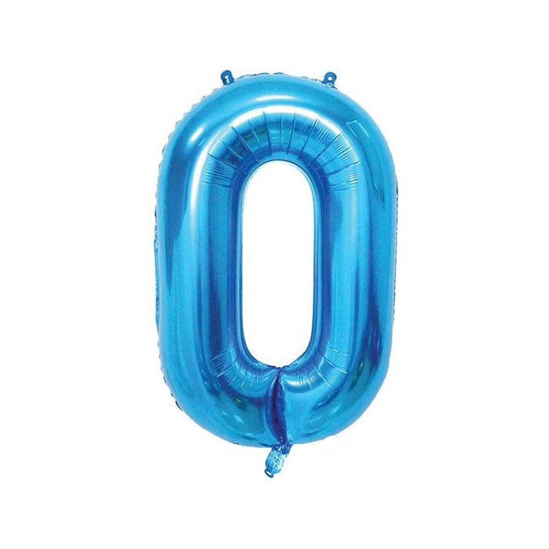 86cm Blue Number Balloon (0) - Inflated