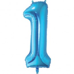 86cm Blue Number Balloon (1) - Inflated