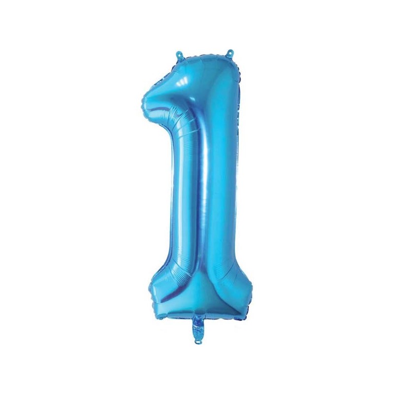 86cm Blue Number Balloon (1) - Inflated