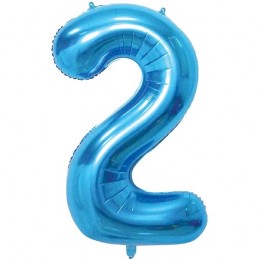 86cm Blue Number Balloon (2) - Inflated