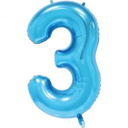 86cm Blue Number Balloon (3) - Inflated