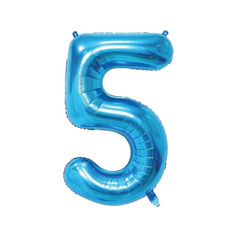 86cm Blue Number Balloon (5) - Inflated