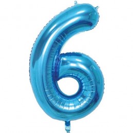 86cm Blue Number Balloon (6) - Inflated