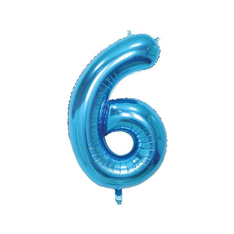 86cm Blue Number Balloon (6) - Inflated
