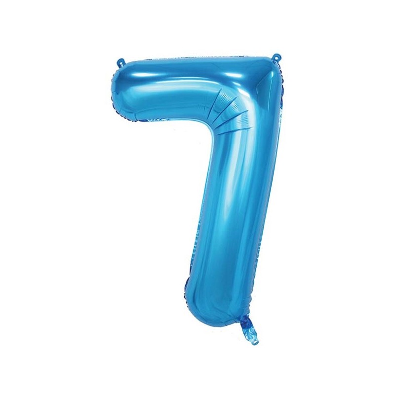 86cm Blue Number Balloon (7) - Inflated