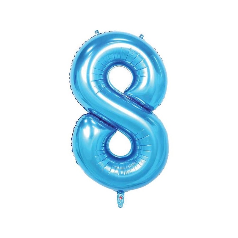86cm Blue Number Balloon (8) - Inflated