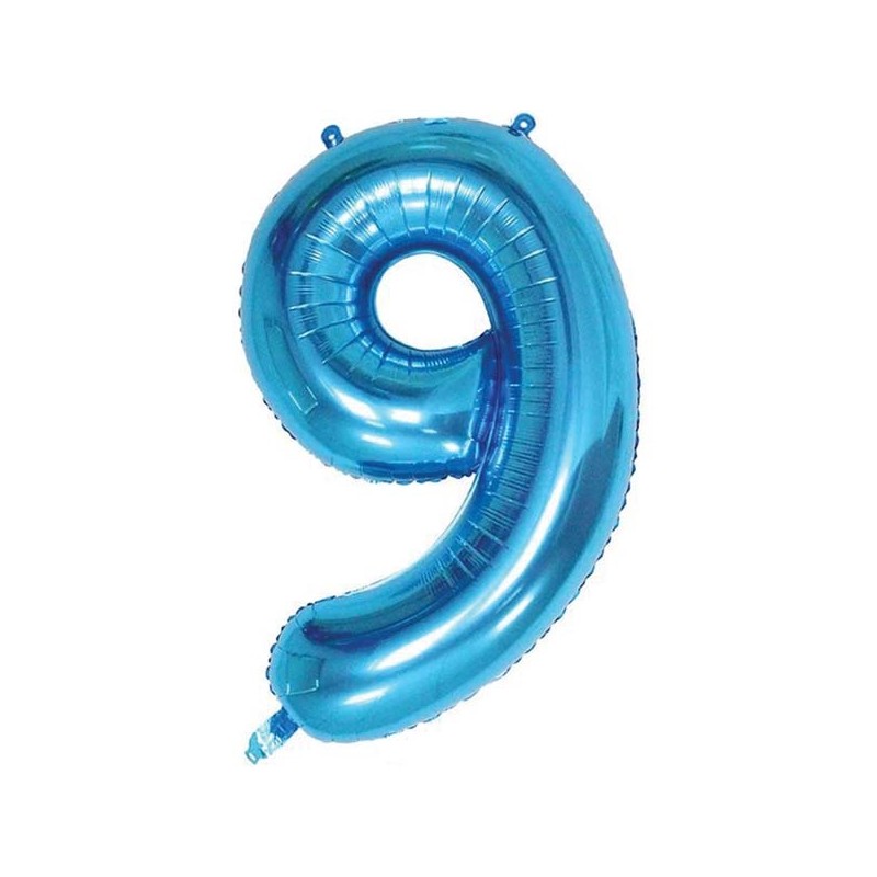 86cm Blue Number Balloon (9) - Inflated