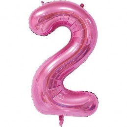 86cm Pink Number Balloon (2) - Inflated