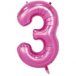 86cm Pink Number Balloon (3) - Inflated