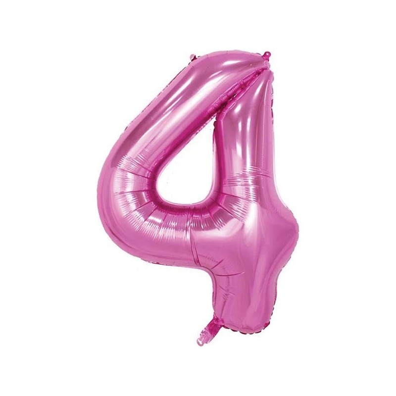 86cm Pink Number Balloon (4) - Inflated