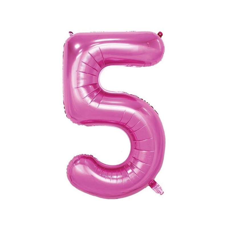 86cm Pink Number Balloon (5) - Inflated